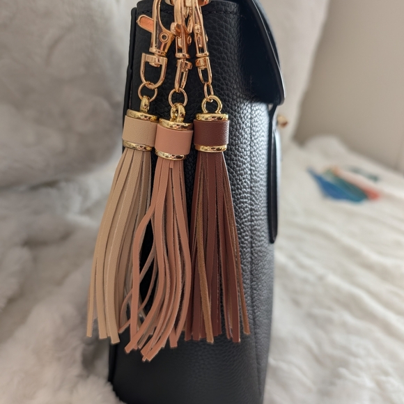 Handbags - Tassel Bag Charms S/3 Neutrals Brown Tan Cream Gold Hardware